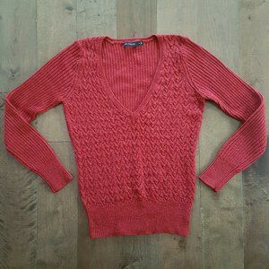 The Limited Women Red V-Neck Knit Sweater, Size M